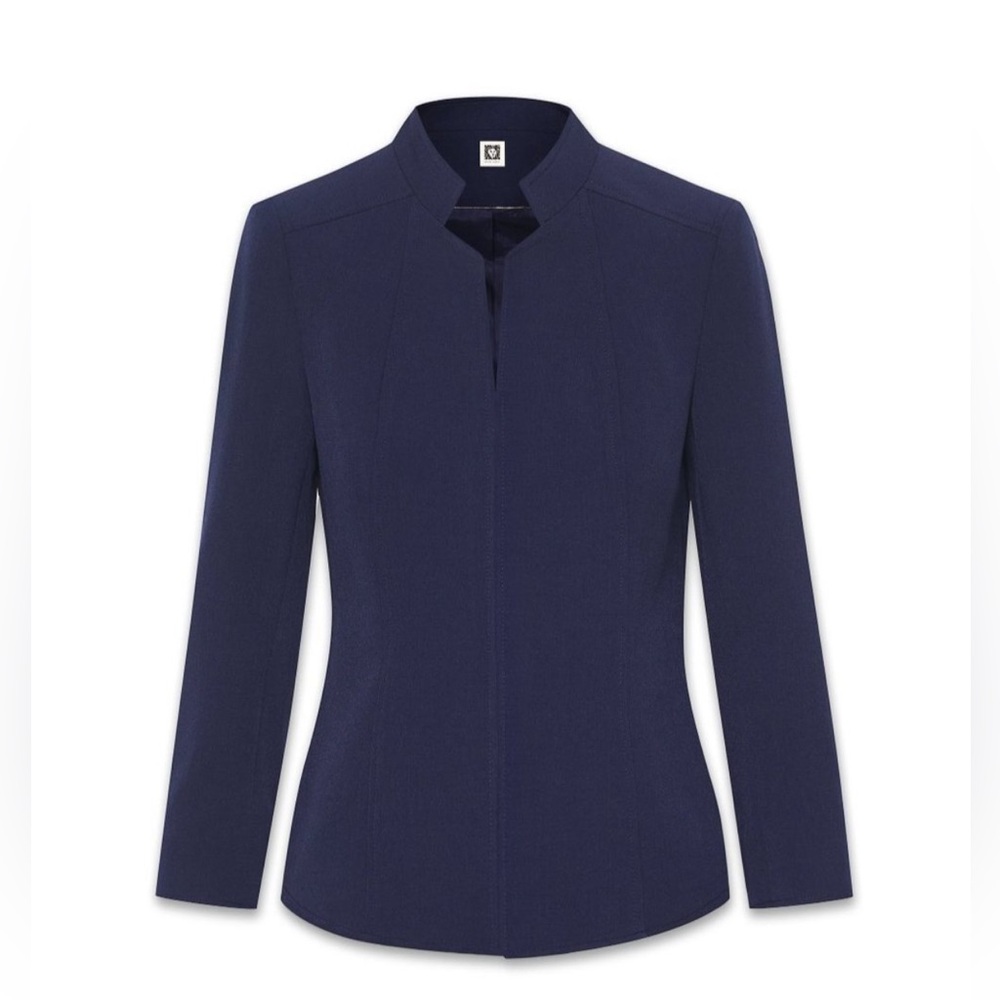 NWOT Anne Klein Star-Collar Stand Collar Open-Front Blazer, Navy, 16
